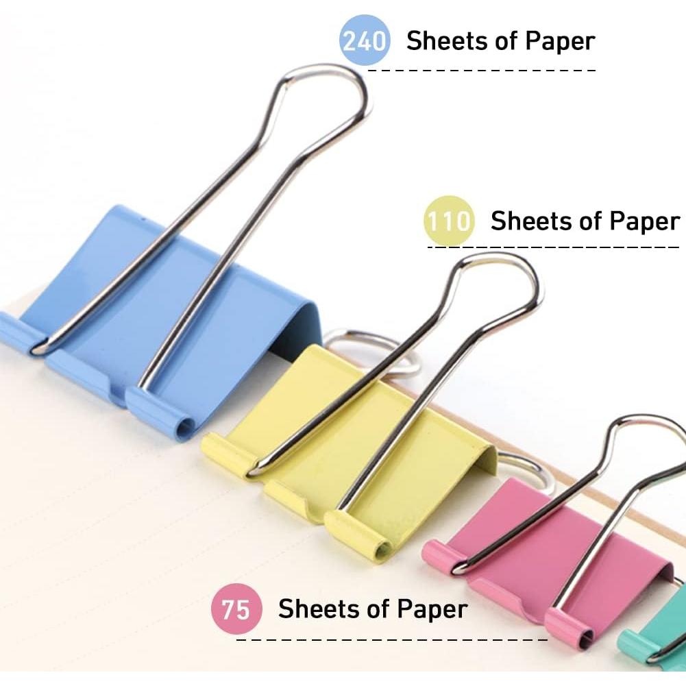 60 Clips de Carpeta de Colores Aksiko - Tamaños Variados