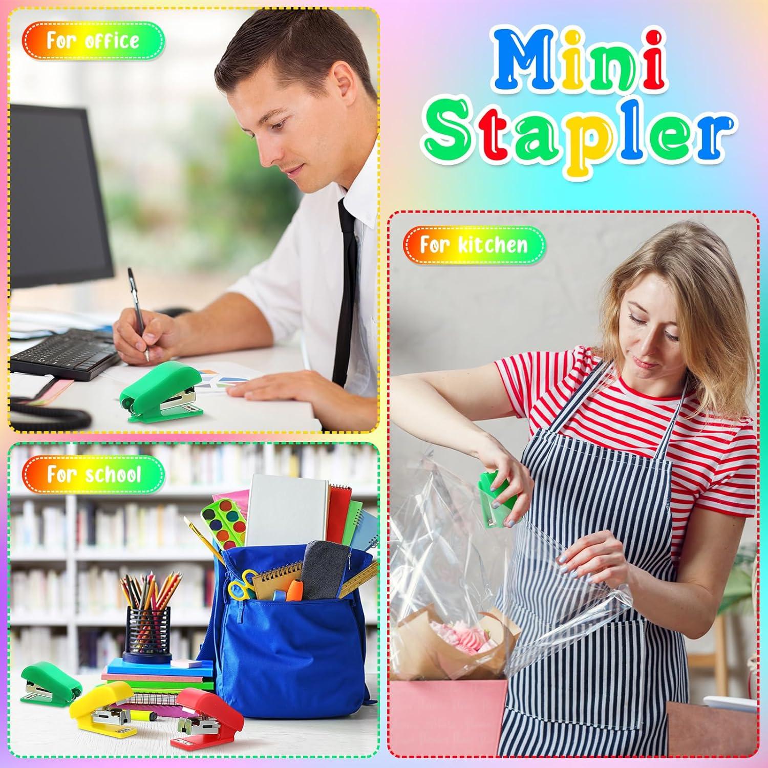 Grapadora Mini Fainne Portátil Multicolor 24 Pcs 4 Colores