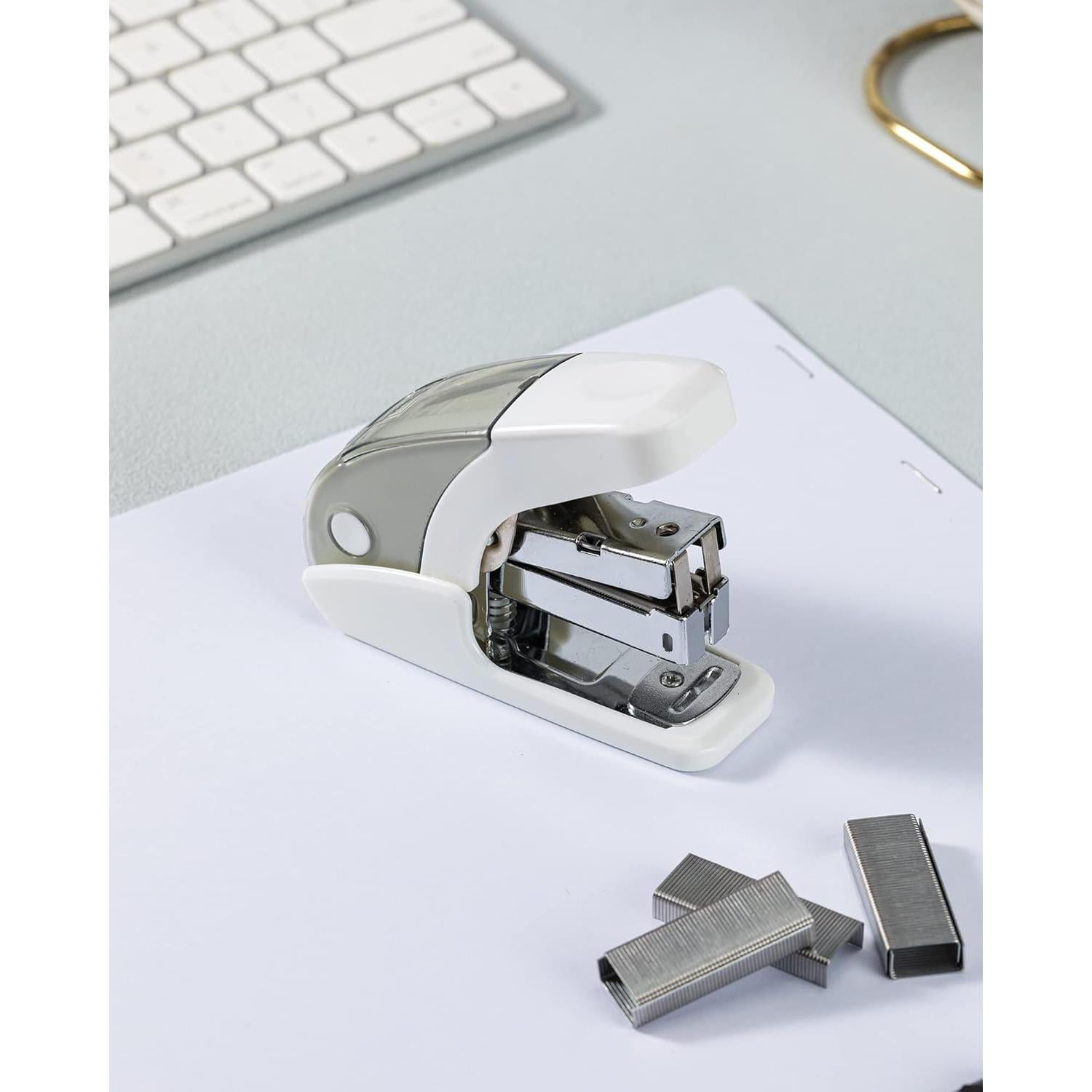 Grapadora Mini Sin Esfuerzo PAPERPAL Blanca, Capacidad 20 Hojas