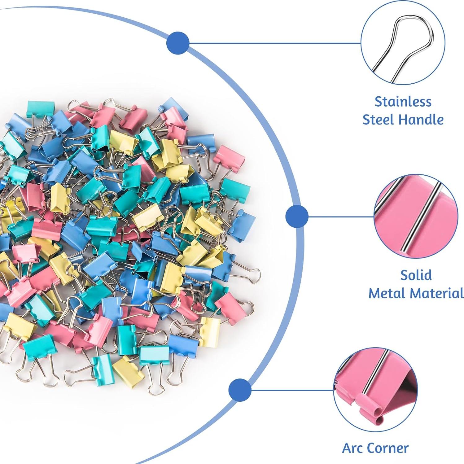 120 Mini Clips de Carpeta OWLKELA 15mm Multicolor Resistente