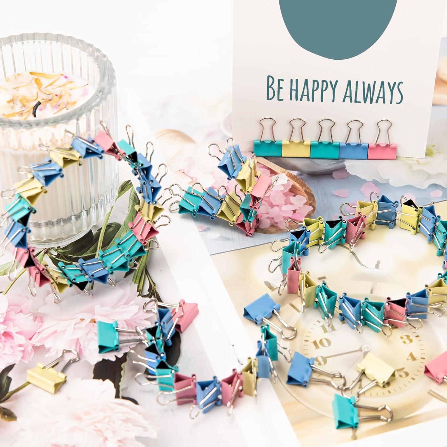 120 Mini Clips de Carpeta OWLKELA 15mm Multicolor Resistente