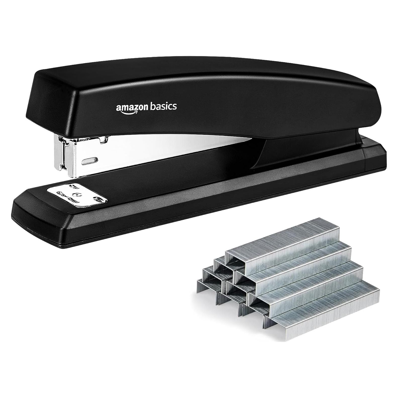 Grapadora Amazon Basics Negra con 1000 Grapas, 25 Hojas