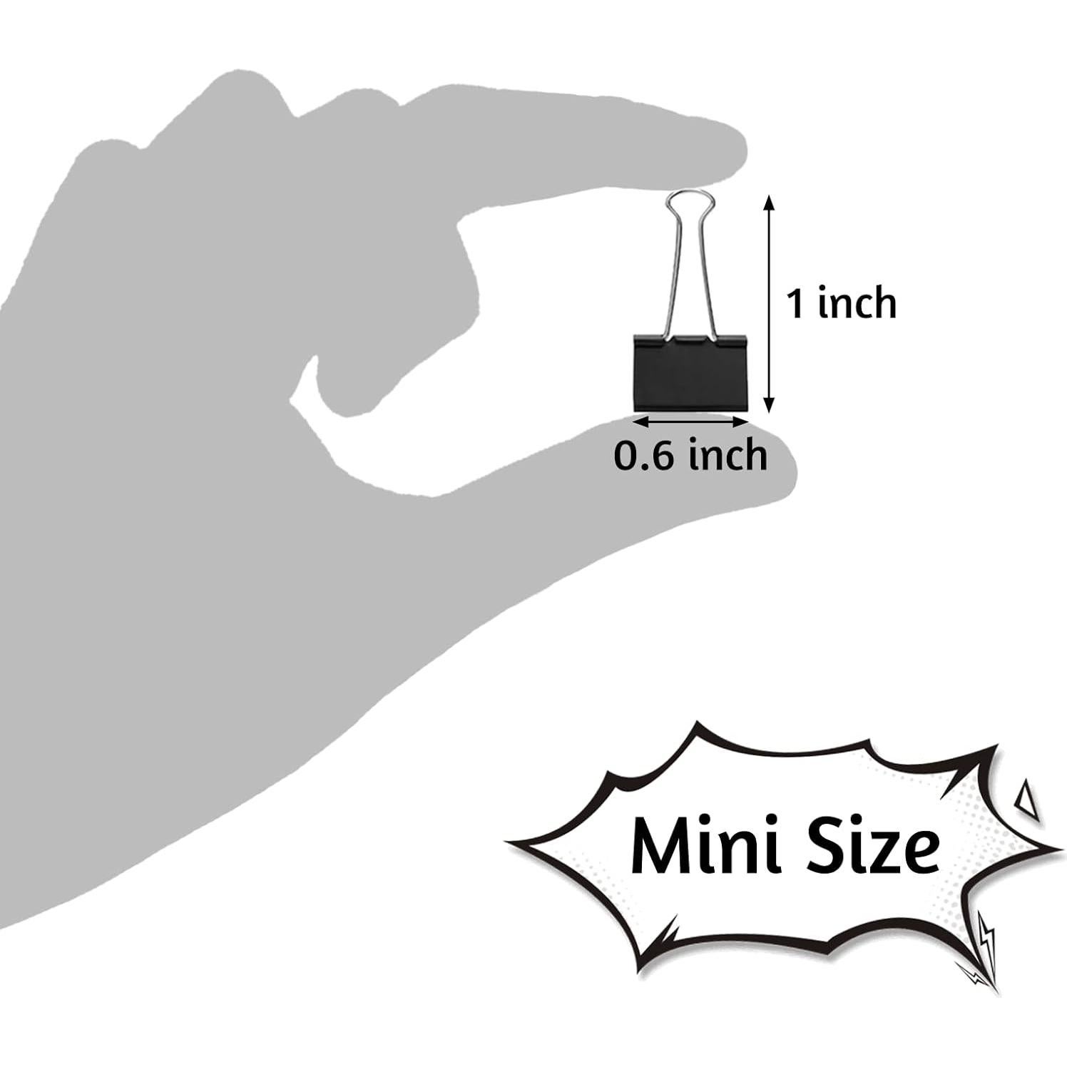 Paquete de 120 Mini Clips de Carpeta Negros 15mm OWLKELA