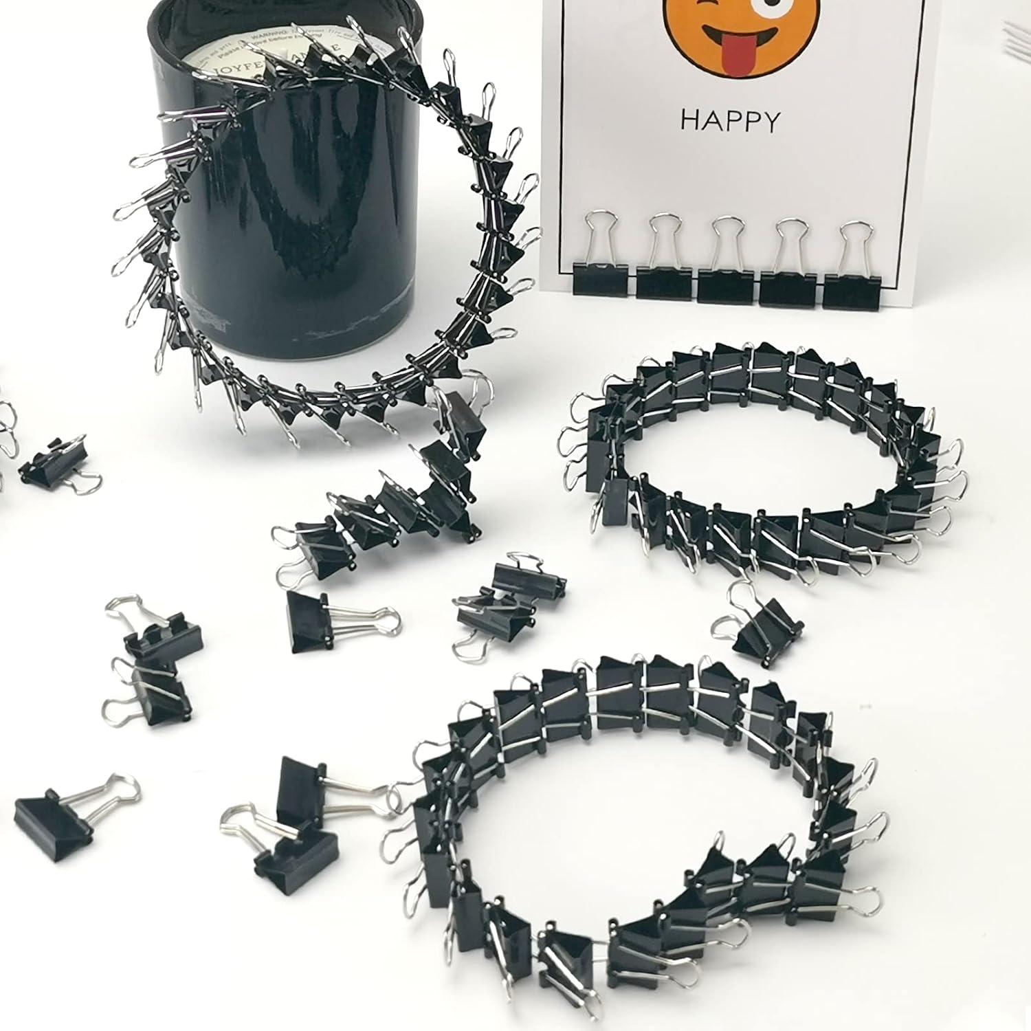 Paquete de 120 Mini Clips de Carpeta Negros 15mm OWLKELA