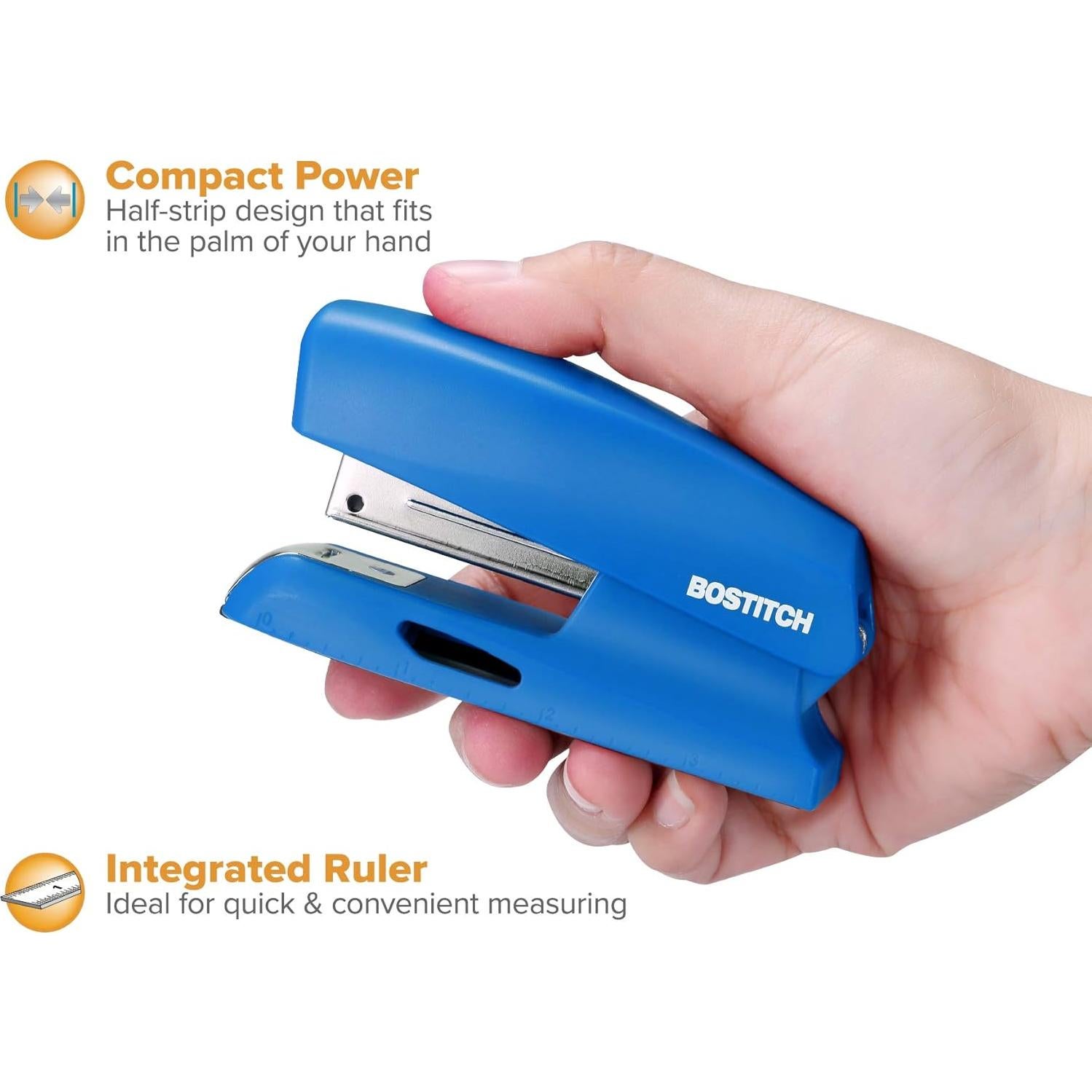 Grapadora Compacta Bostitch B150 Azul 20 Hojas con Almacenamiento