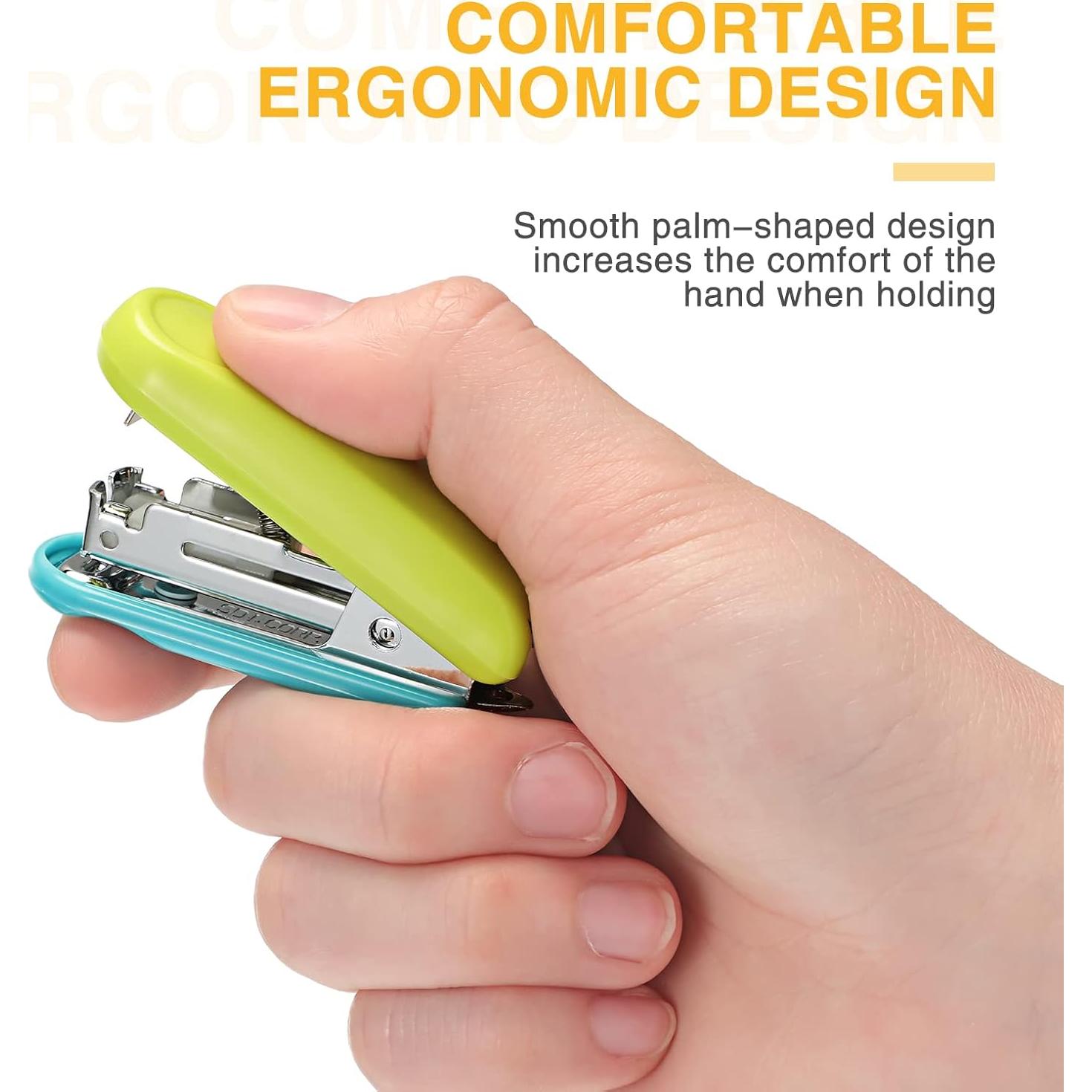 Mini Grapadora Leinuosen 6 Pack Rosa Azul Verde 16 Hojas