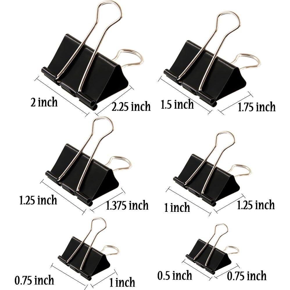 Clips de Encuadernación Apoulin - 130 Piezas Variadas Negros