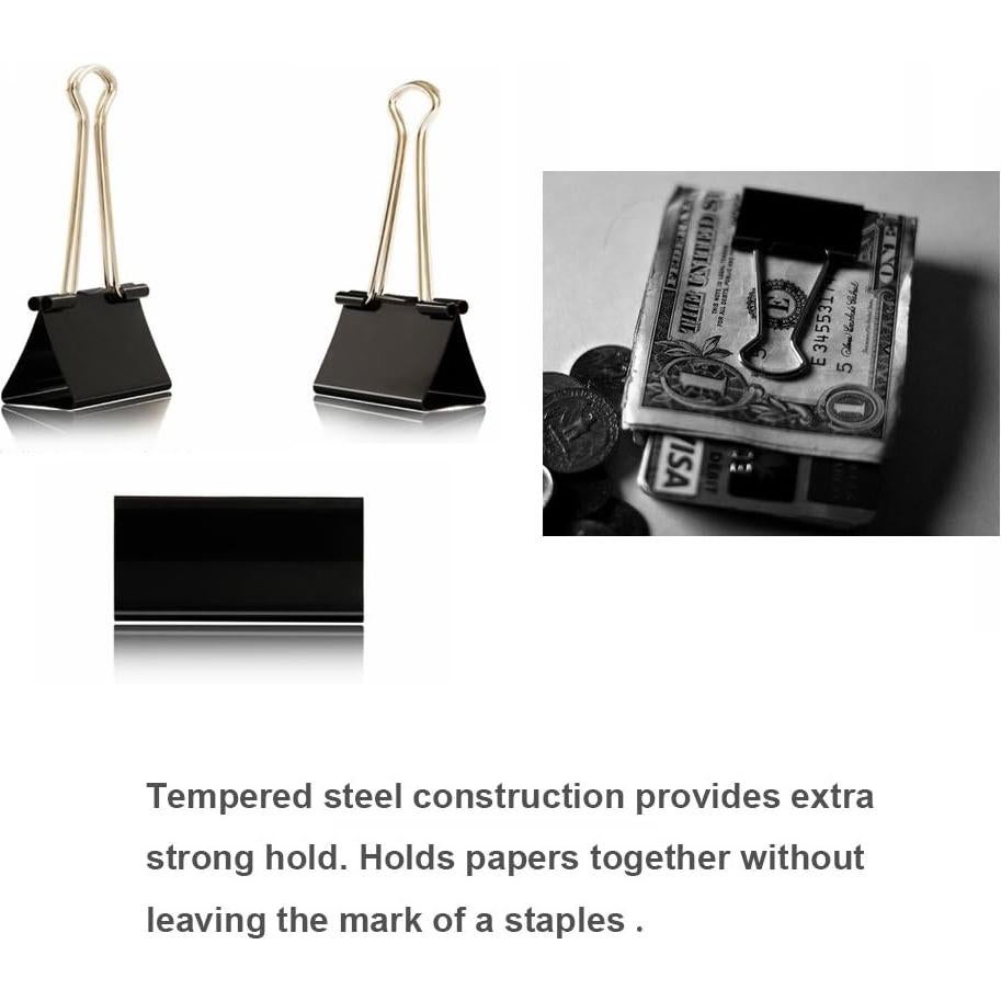 Clips de Encuadernación Apoulin - 130 Piezas Variadas Negros