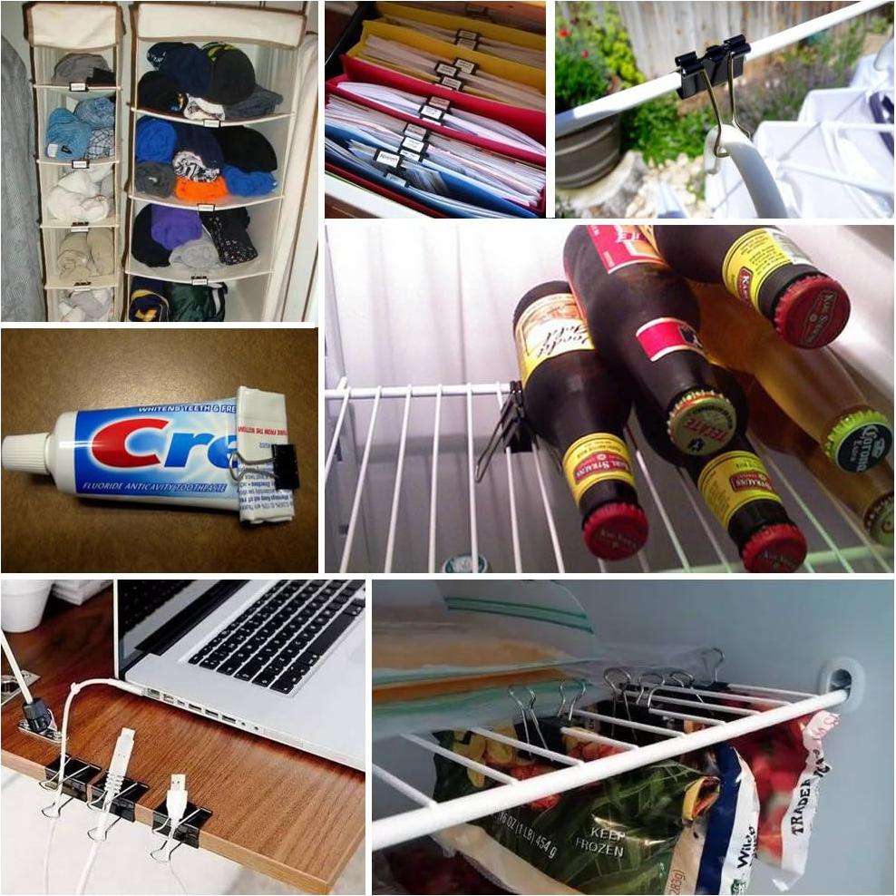 Clips de Encuadernación Apoulin - 130 Piezas Variadas Negros