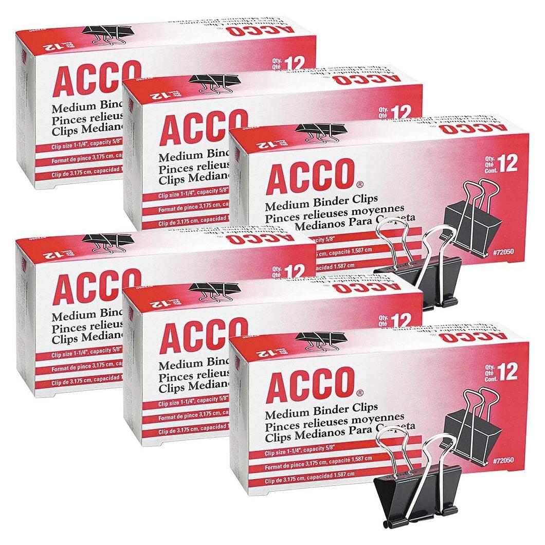 Clips de Carpeta Medianos ACCO Brands 72 Piezas