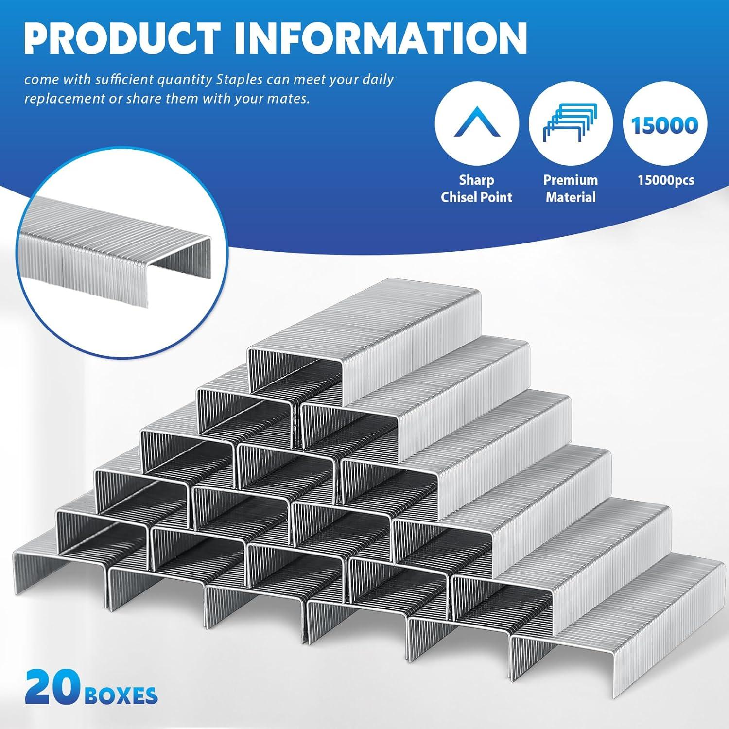 Paquete de 20 Mini Grapadoras Sherr con 15000 Grapas Negra