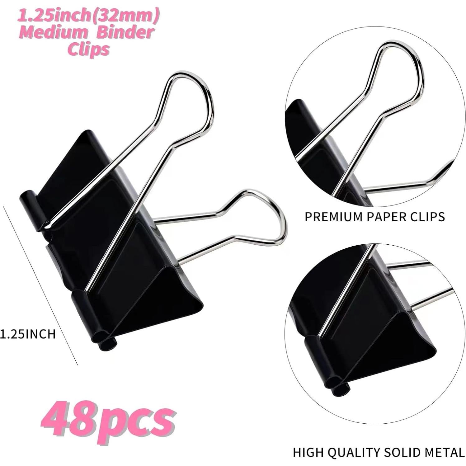 Clips de Carpeta Medianos Qimailer 48 Pcs 32mm Negro