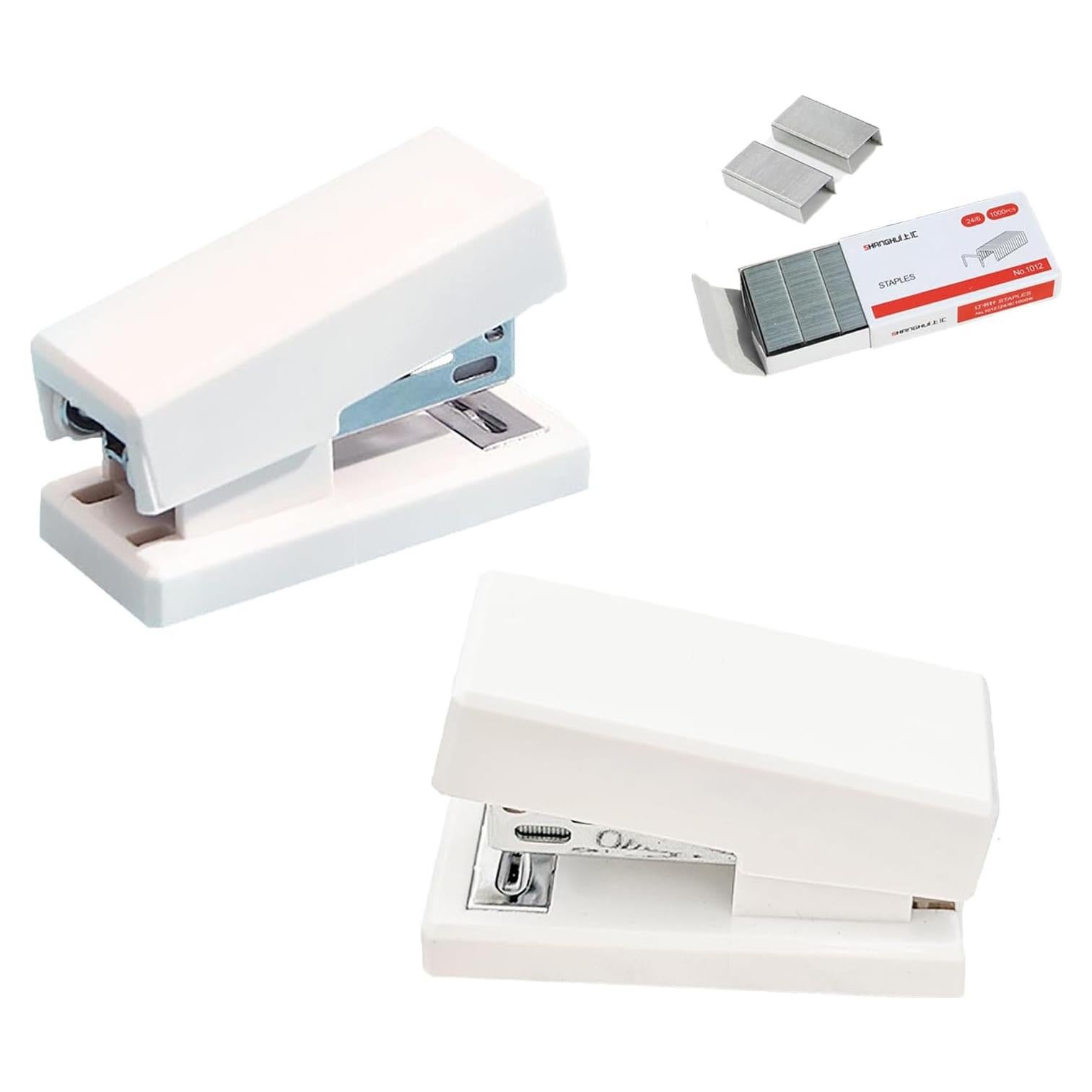 Mini Grapadora Portátil Gerderk Blanca con 1000 Grapas