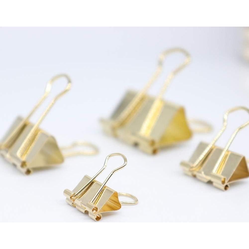 Clips de Carpeta YOPINK Dorados, 100 Piezas, Tamaños Variados