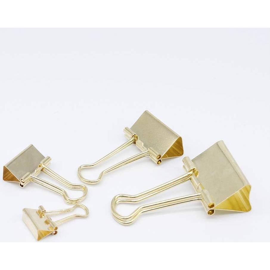 Clips de Carpeta YOPINK Dorados, 100 Piezas, Tamaños Variados