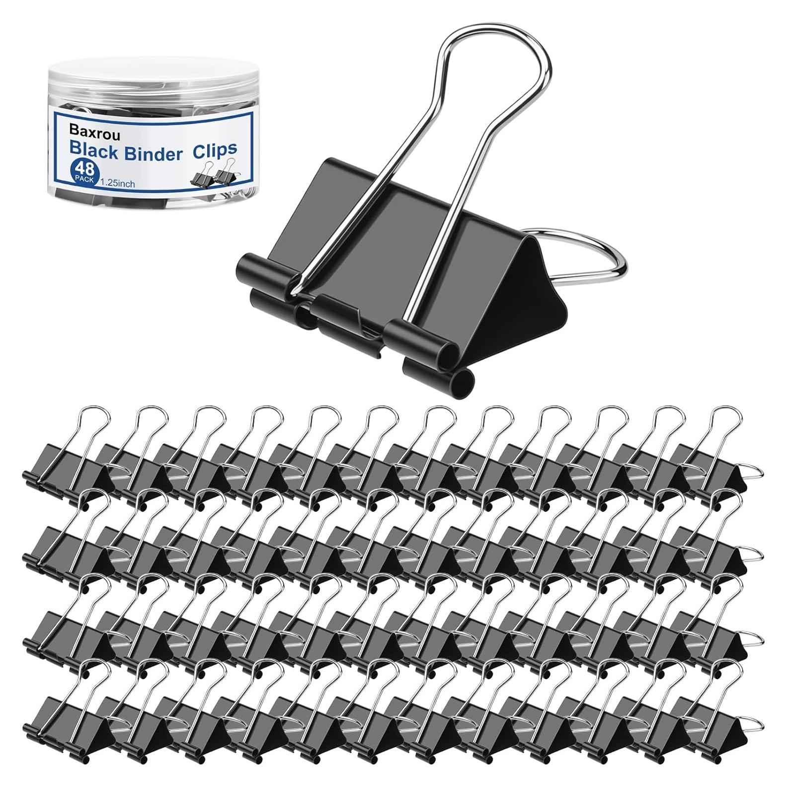 Clips de Carpeta Medianos Baxrou 3.18 cm Negro - 48 Piezas