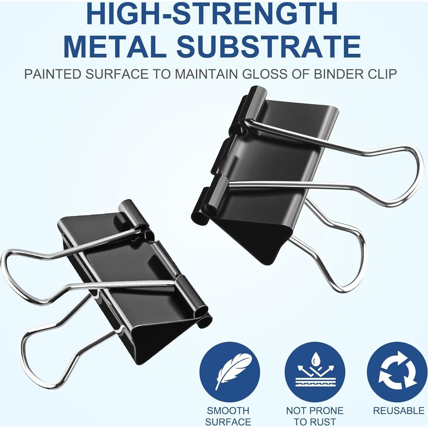 Clips de Carpeta Medianos Baxrou 3.18 cm Negro - 48 Piezas