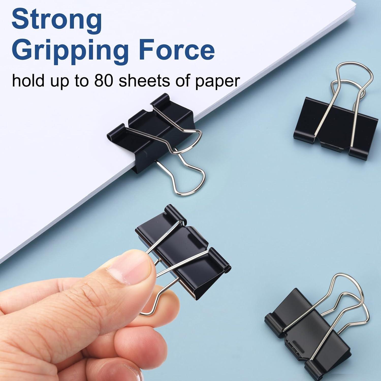 Clips de Carpeta Medianos Baxrou 3.18 cm Negro - 48 Piezas