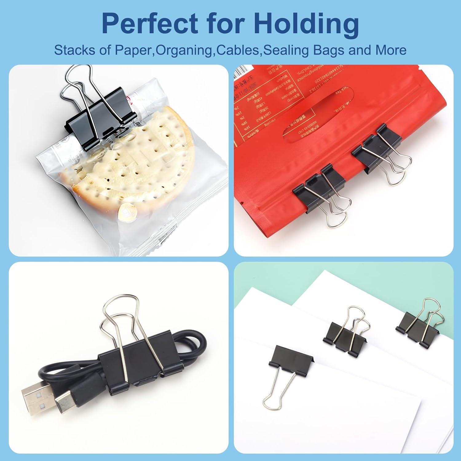 Clips de Carpeta Medianos Baxrou 3.18 cm Negro - 48 Piezas