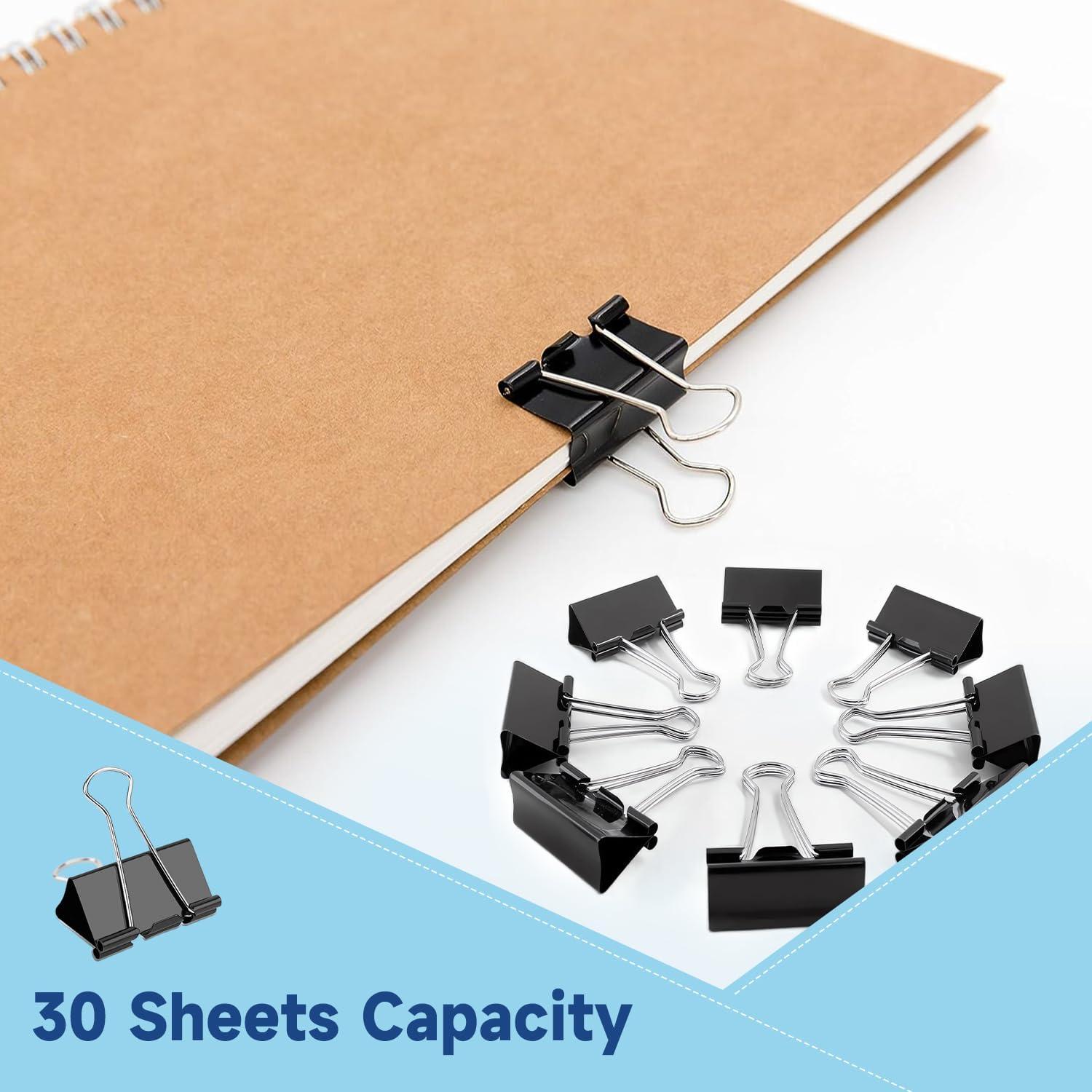 240 Clips de Carpeta Negros JIURUN 15mm Reutilizables