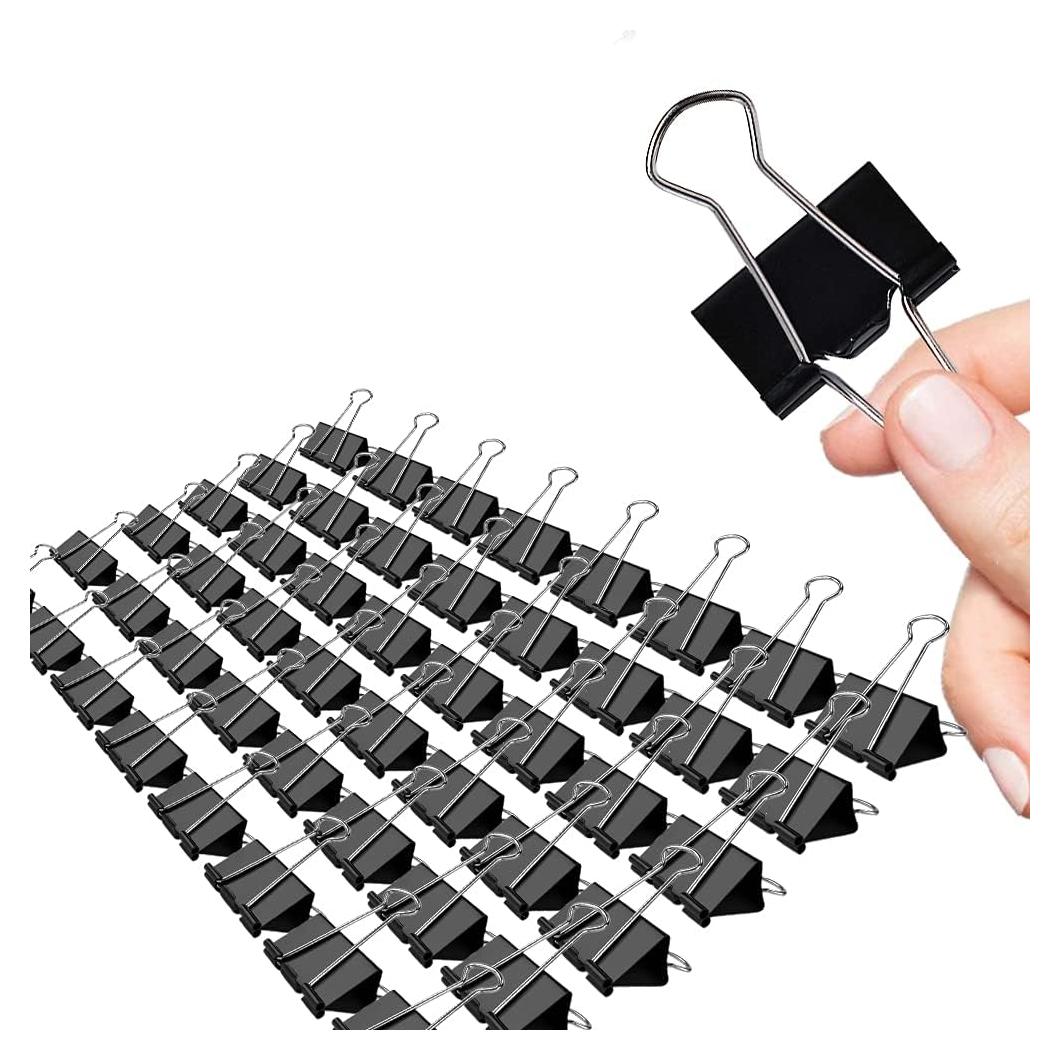 Clip de carpeta mediano Makanu 3.18 cm negro paquete 48