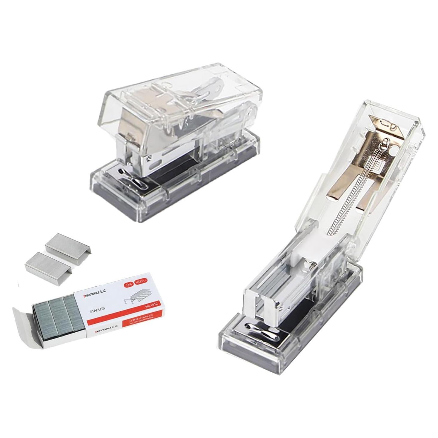 Grapadora Portátil Gerderk Transparente con 1000 Grapas