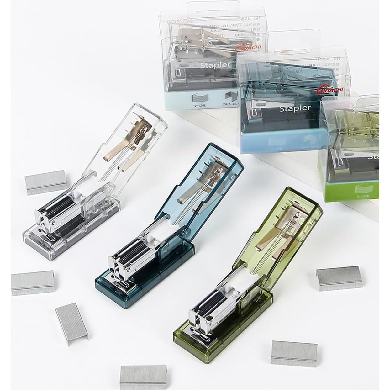 Grapadora Portátil Gerderk Transparente con 1000 Grapas