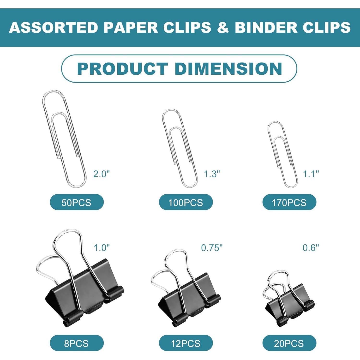 Set de 360 Clips y Sujetapapeles Pagcsnh Variados 230g