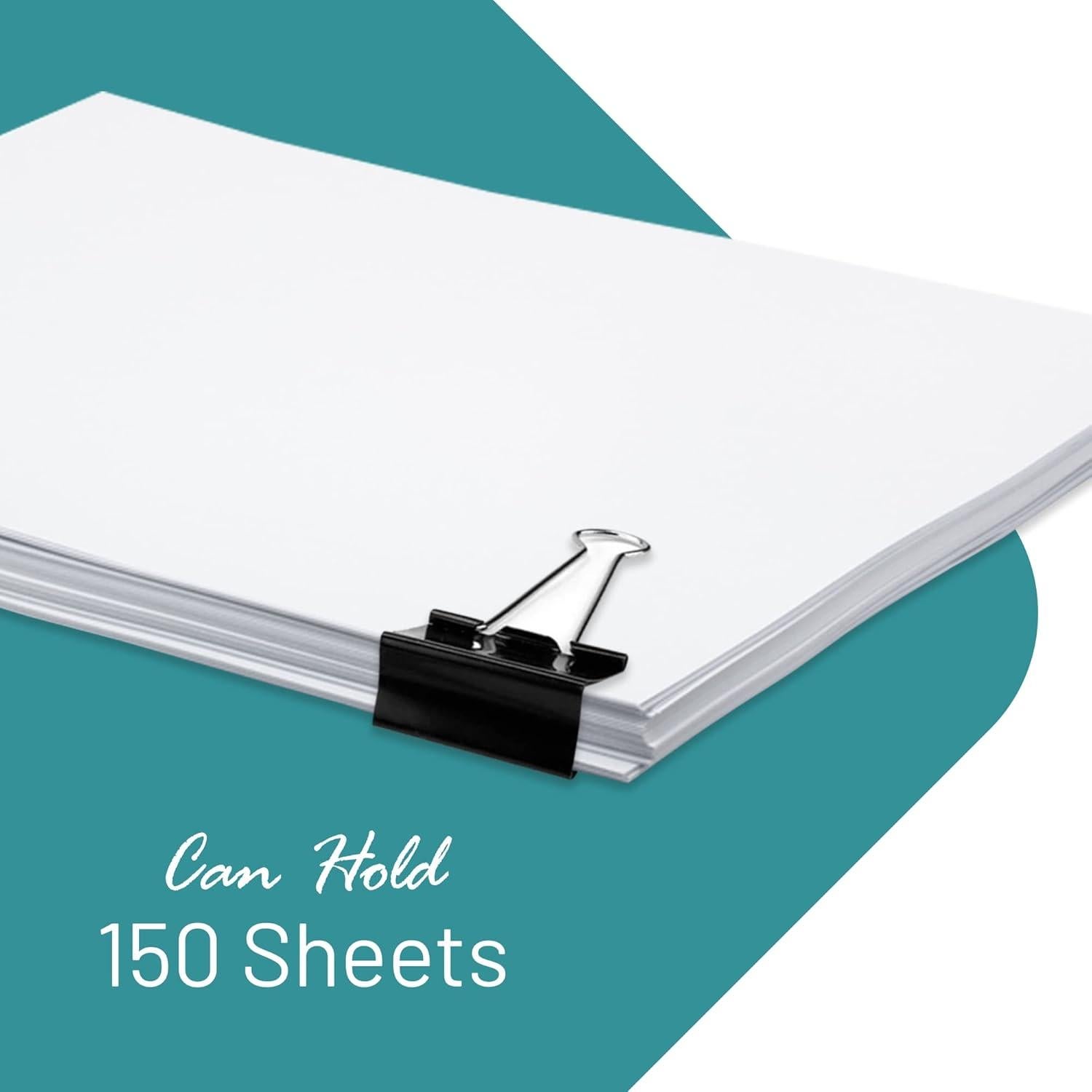 Clip de Carpeta Mediano EXTRIC - 48 Unidades, 3.18 cm, Negro