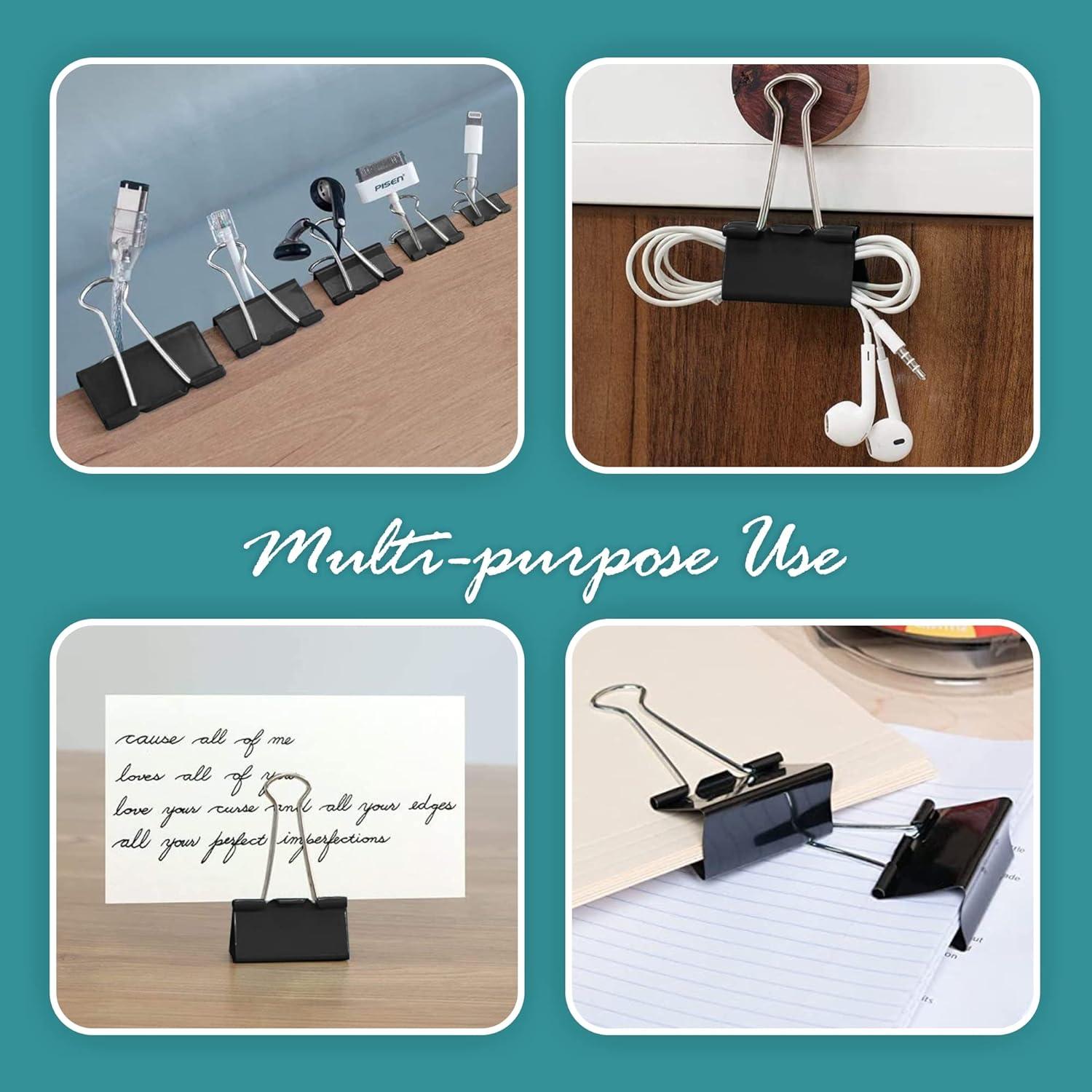 Clip de Carpeta Mediano EXTRIC - 48 Unidades, 3.18 cm, Negro