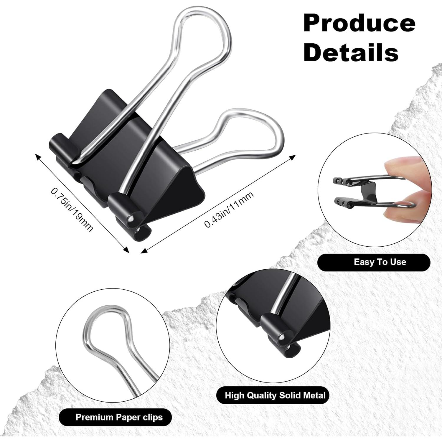 Clips de Carpeta Pequeños Ufmarine 60 Pcs 1.9 cm Negro