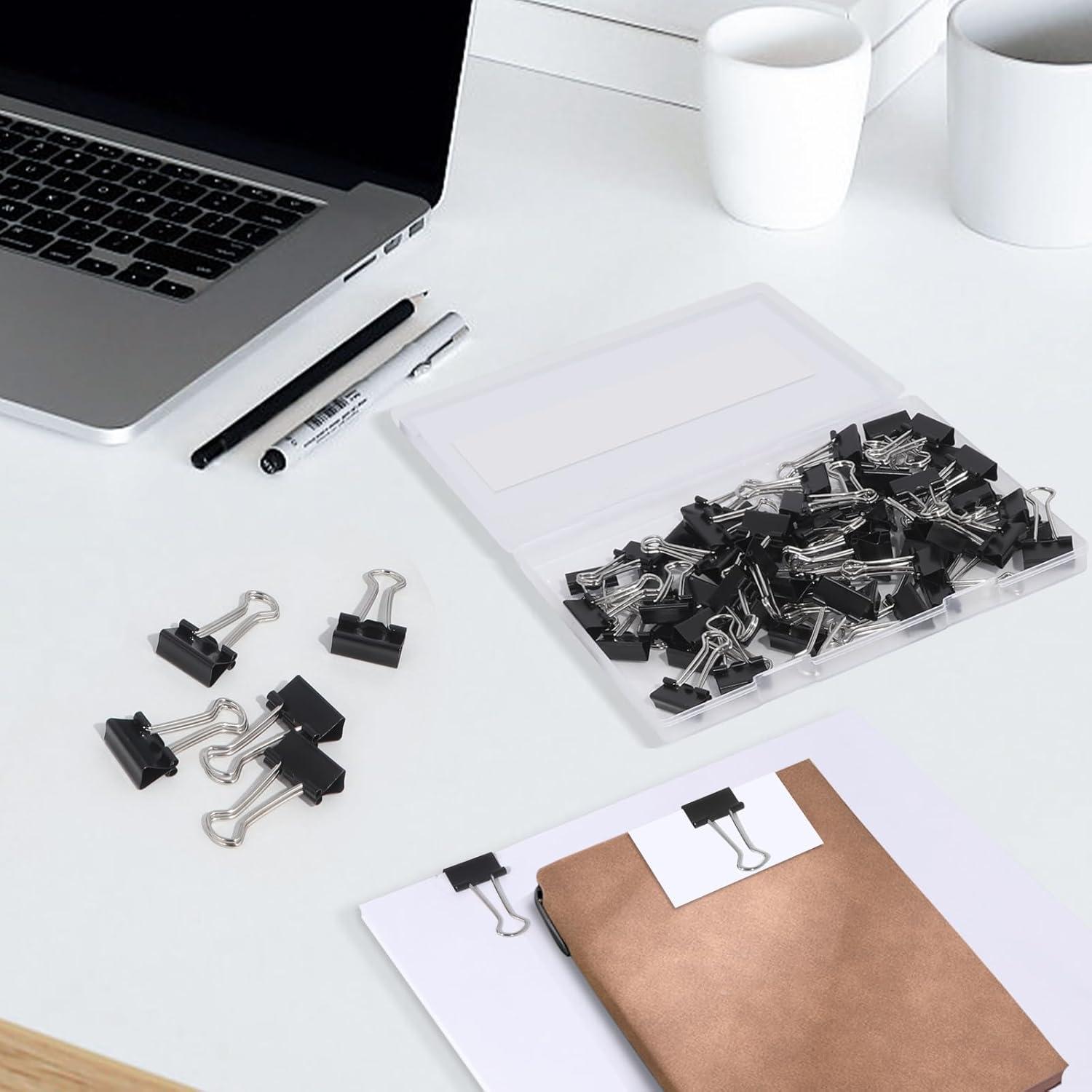 Clips de Carpeta Pequeños Ufmarine 60 Pcs 1.9 cm Negro