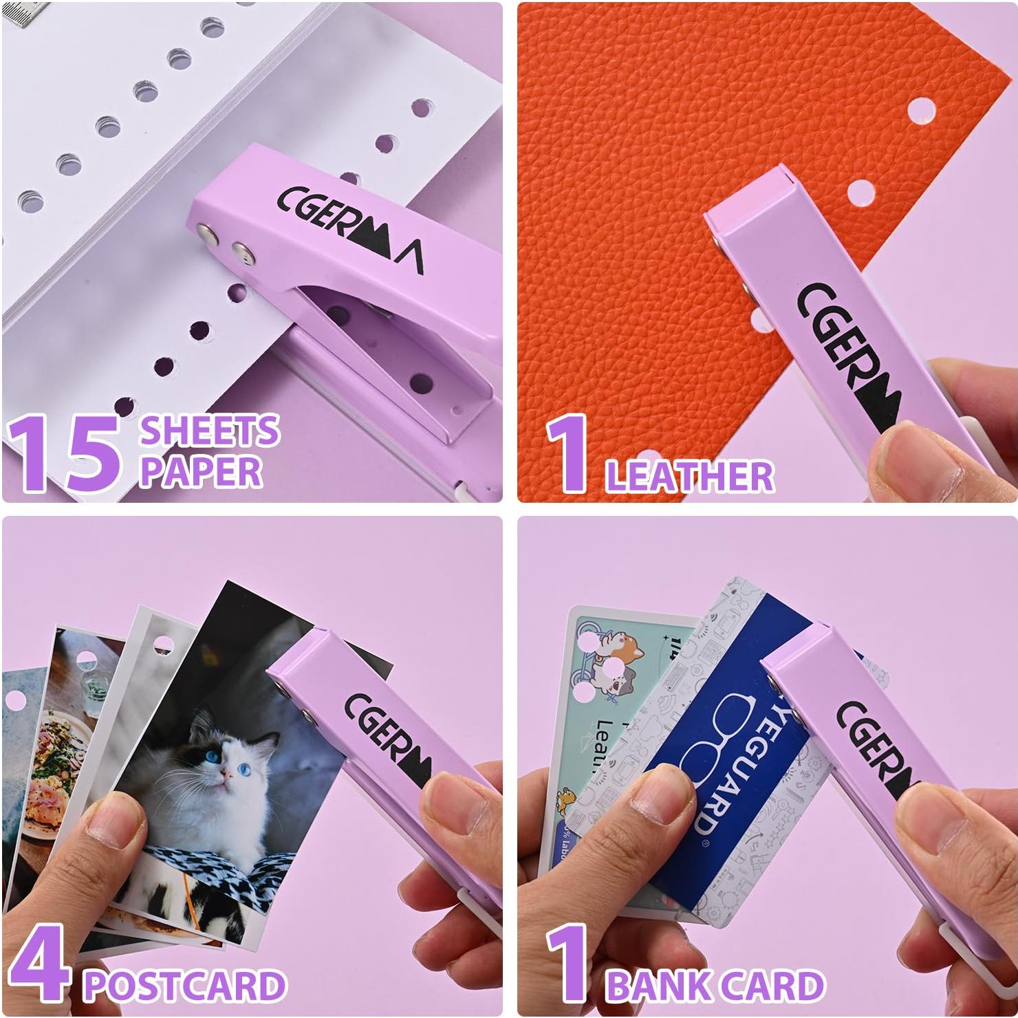 Perforadora de Un Solo Orificio Cgerma 0.64 cm 15 Hojas Púrpura