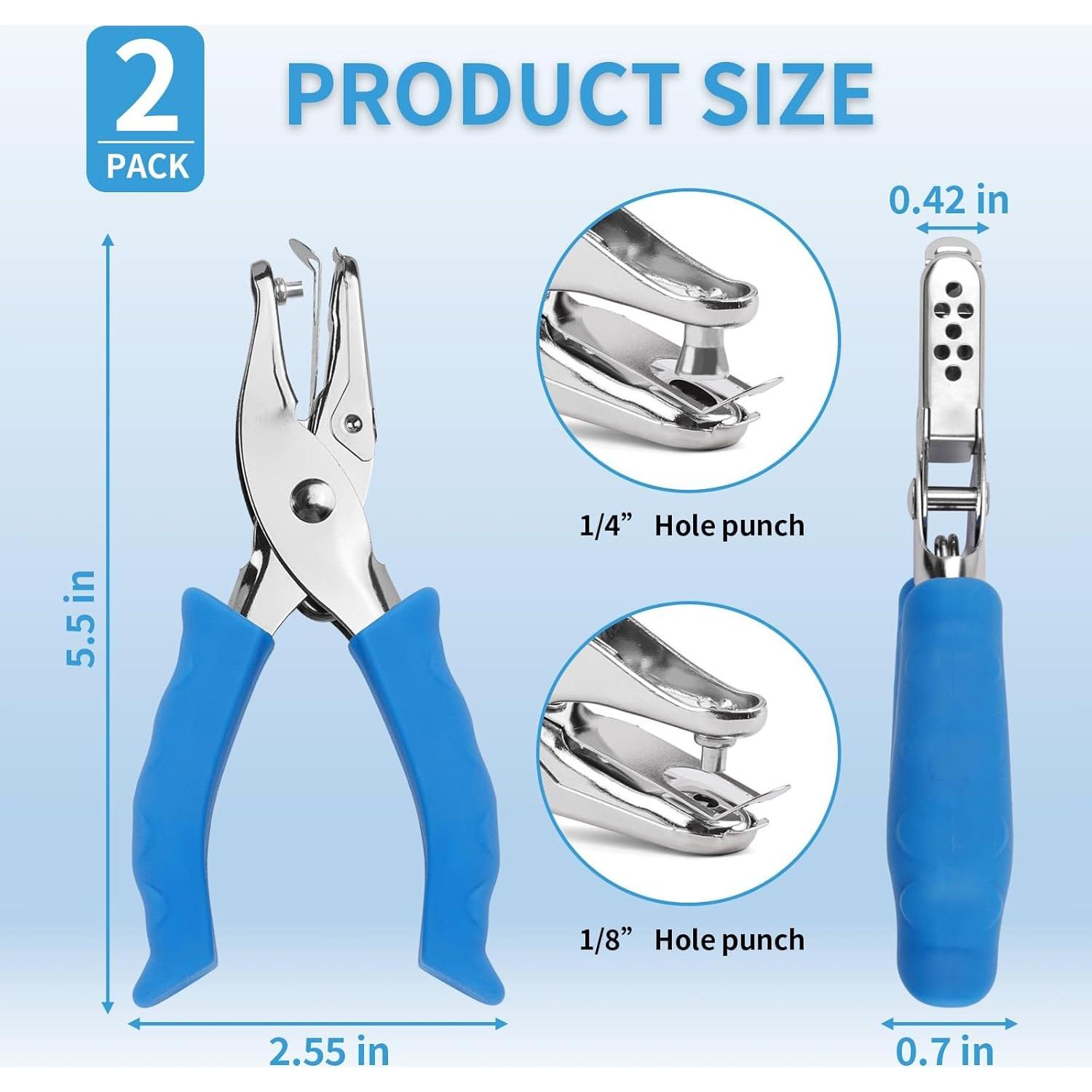 Perforadora de Papel NIUBIER 2 Piezas 1/4" y 1/8" Azul