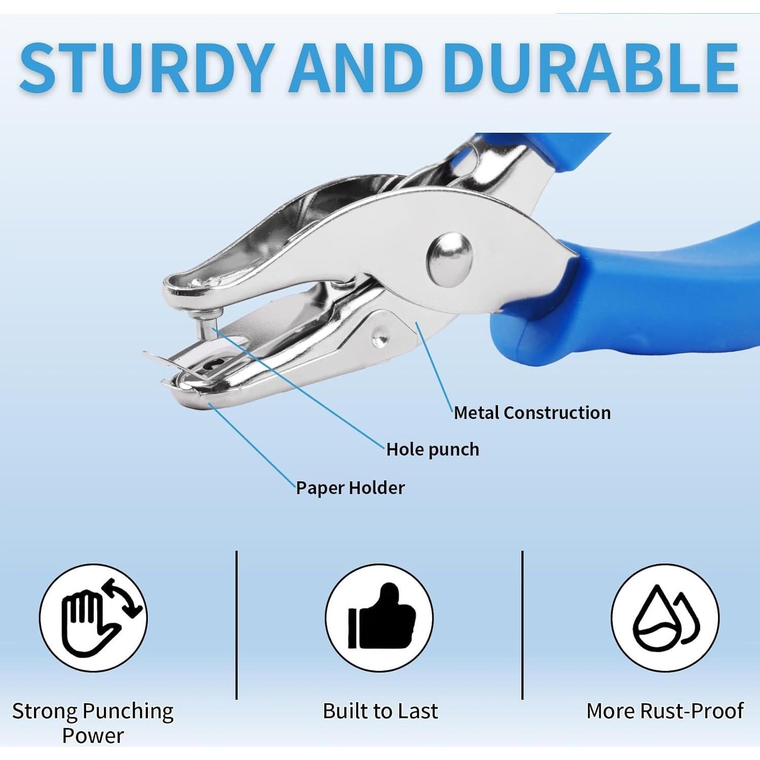 Perforadora de Papel NIUBIER 2 Piezas 1/4" y 1/8" Azul