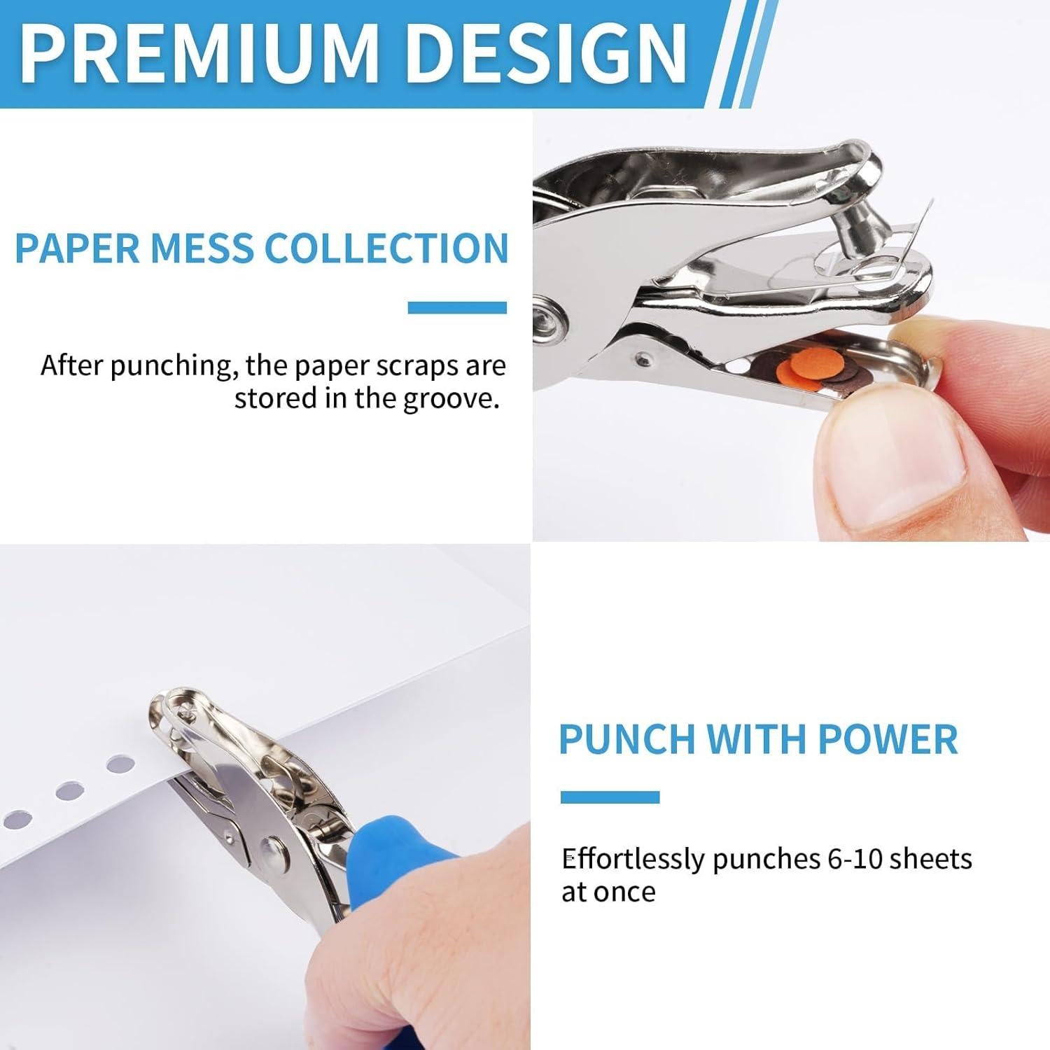 Perforadora de Papel NIUBIER 2 Piezas 1/4" y 1/8" Azul