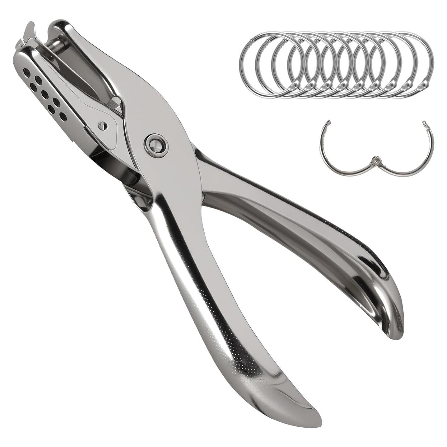 Perforadora de un agujero Oligei Plata con 10 anillos de encuadernación