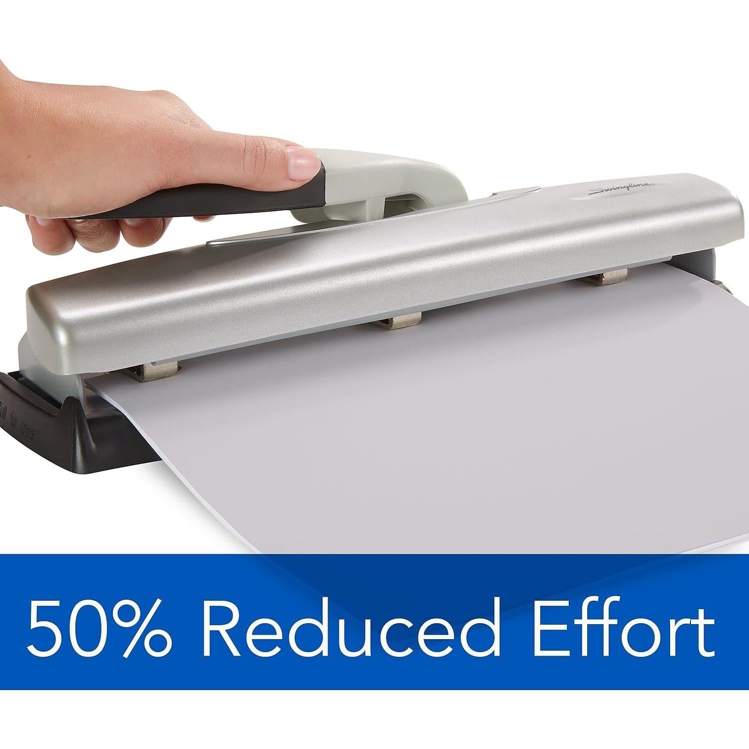 Perforadora Swingline LightTouch 3 Agujeros 20 Hojas Metal Negro Plata