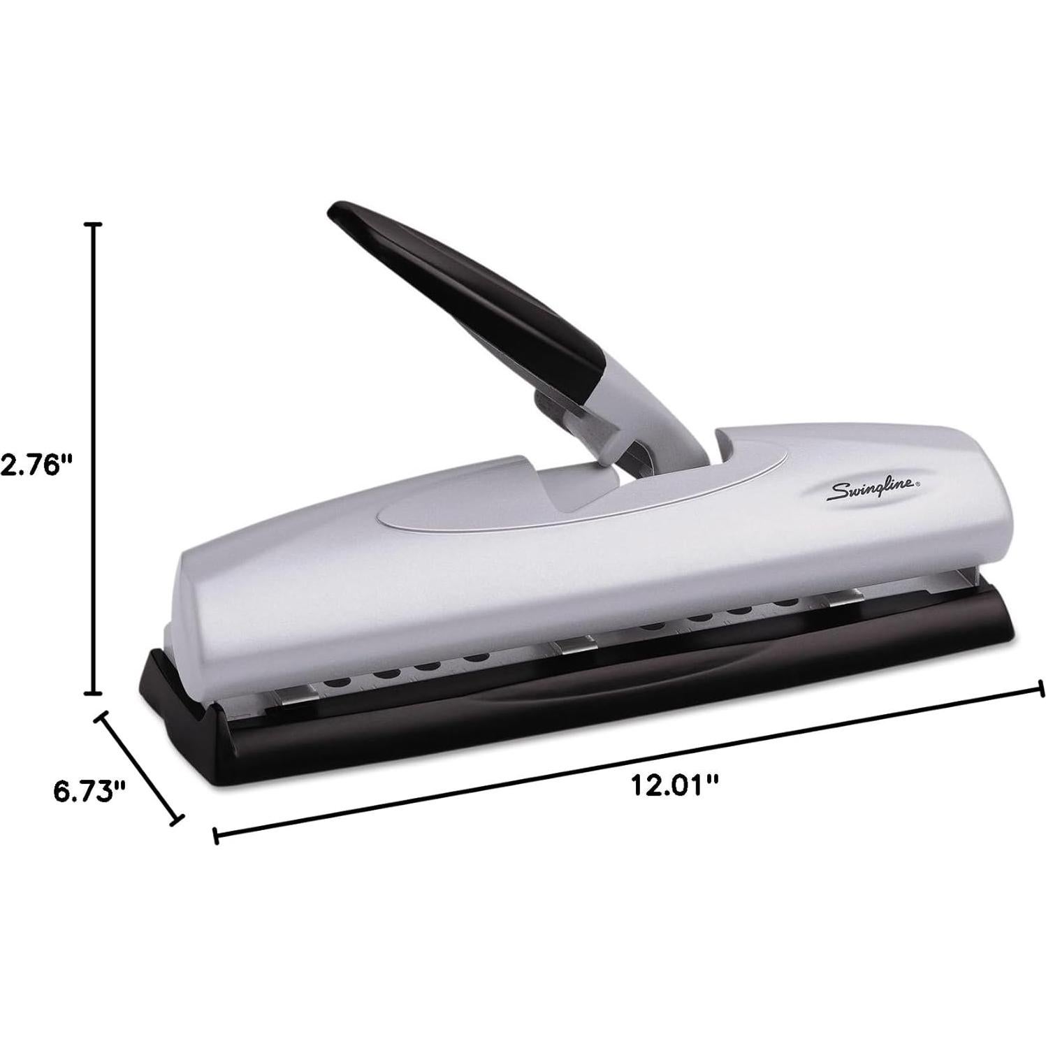 Perforadora Swingline LightTouch 3 Agujeros 20 Hojas Metal Negro Plata