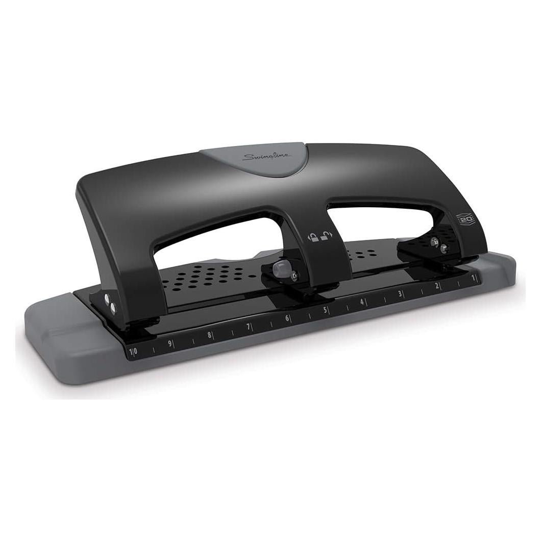 Perforadora de 3 Agujeros Swingline SmartTouch 20 Hojas Metal Negro