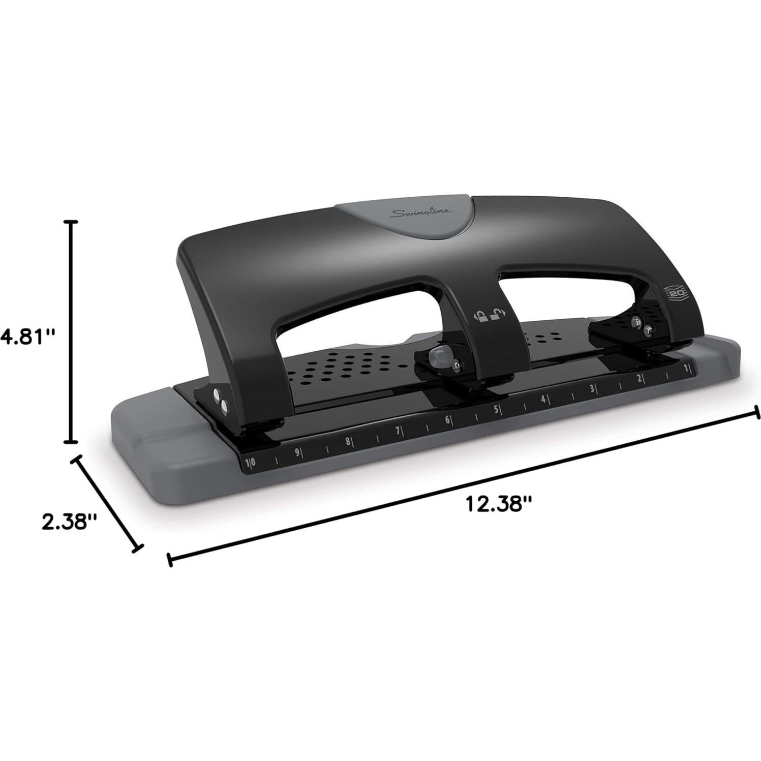 Perforadora de 3 Agujeros Swingline SmartTouch 20 Hojas Metal Negro