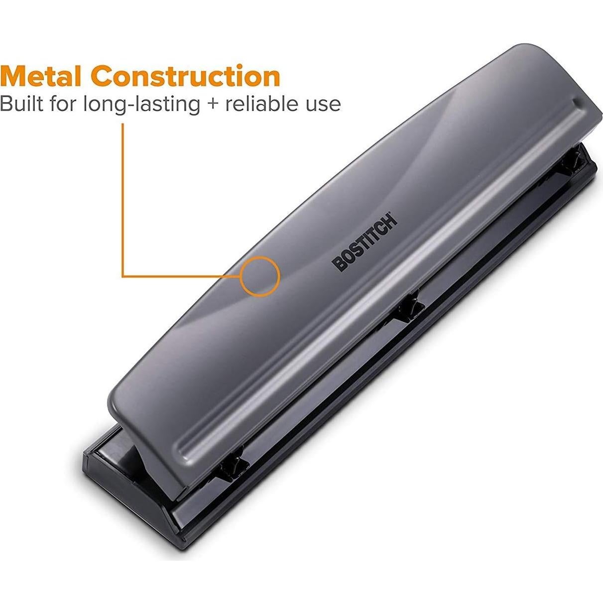 Perforadora Bostitch 3 Agujeros Metal 12 Hojas Gris