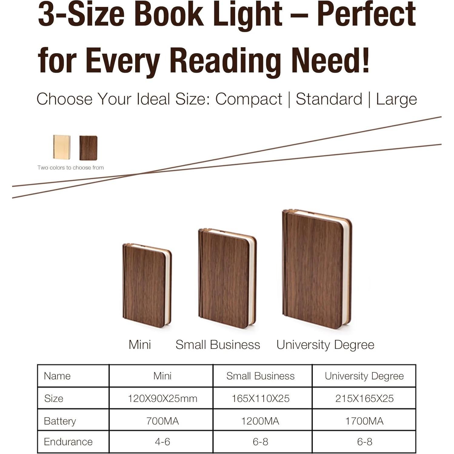 Lámpara de libro plegable LED ZBOLE Nuez 12x9.5cm