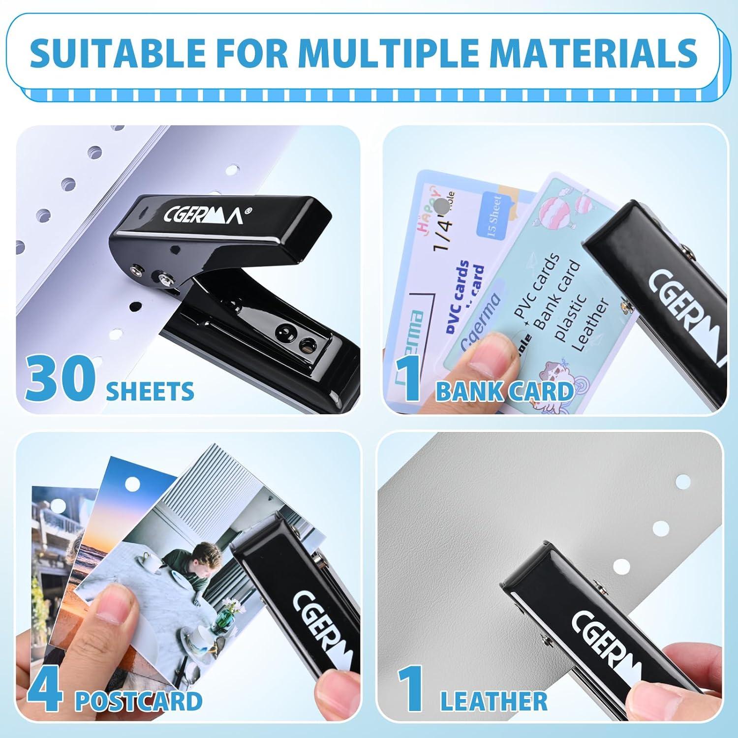 Perforadora de Un Solo Orificio Cgerma 30 Hojas 6.35 mm Negra