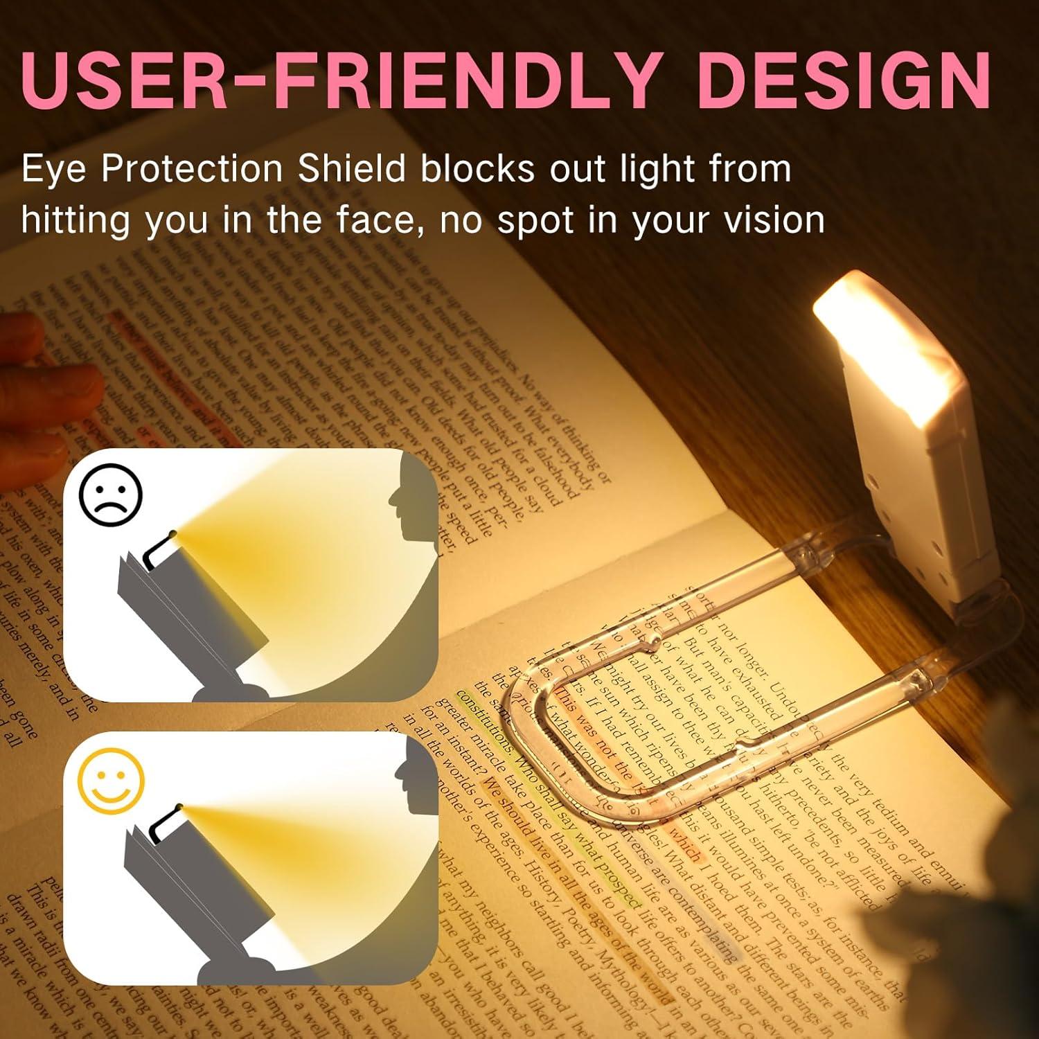 Paquete de 2 luces de lectura LED Glooglitter recargables USB