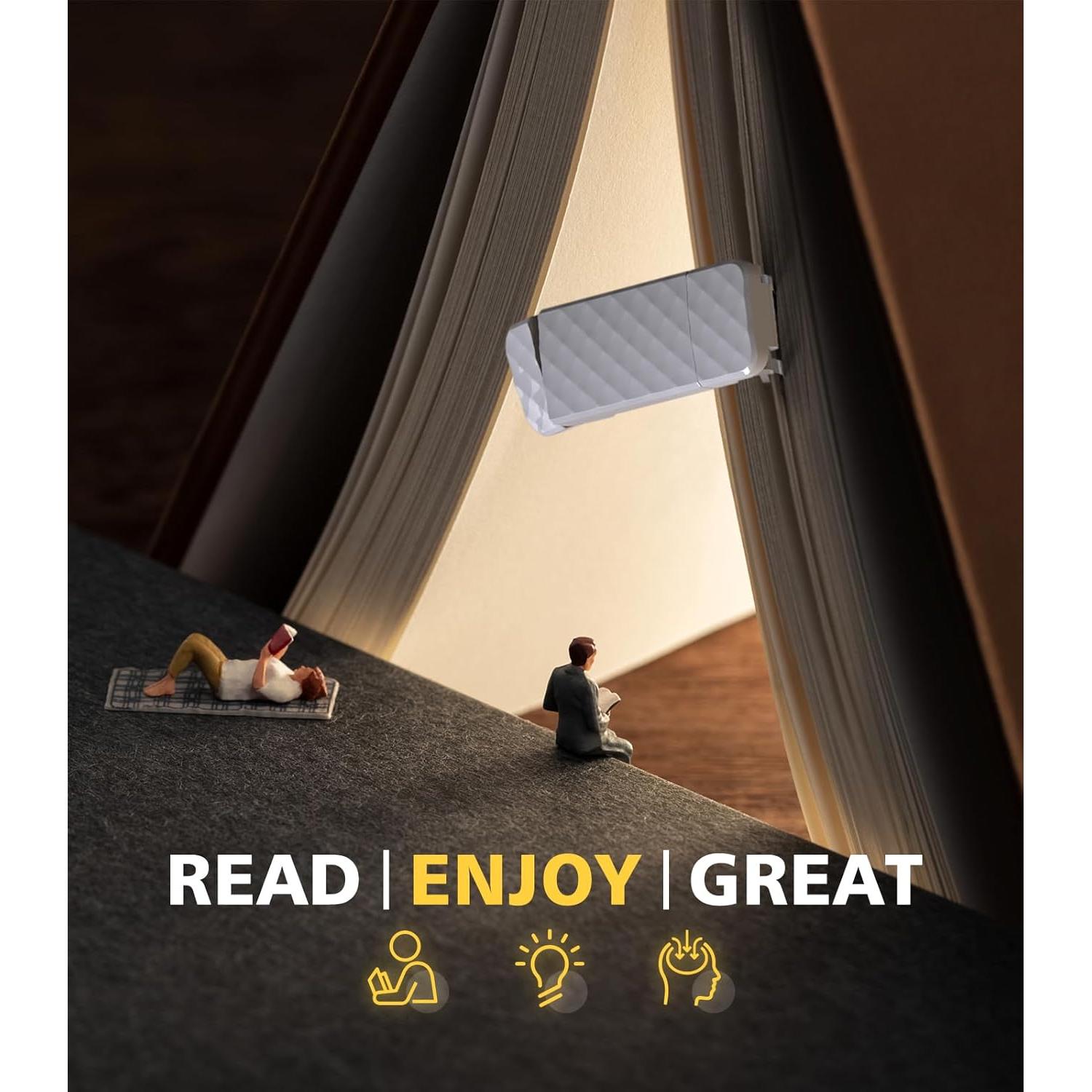 Luz de lectura recargable OPAUL LED con clip 5 niveles brillo