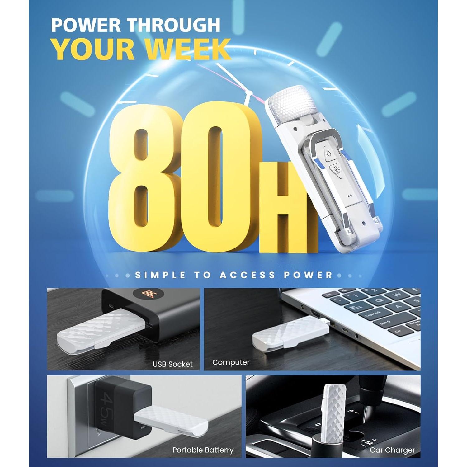 Luz de lectura recargable OPAUL LED con clip 5 niveles brillo