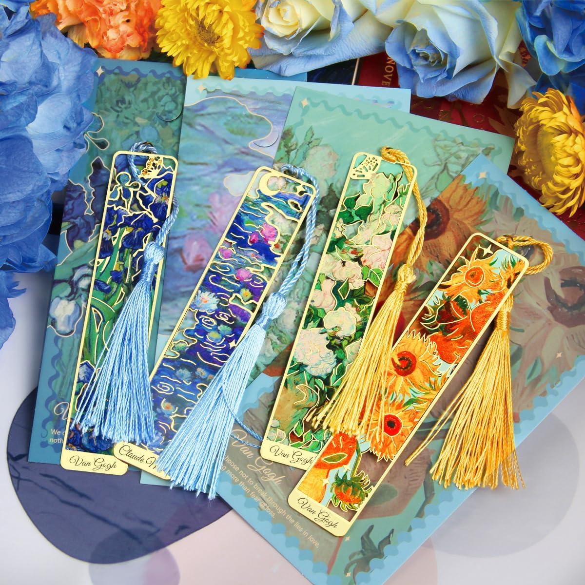 4 Marcadores de Libros de Metal Kinsound con Borlas Oro