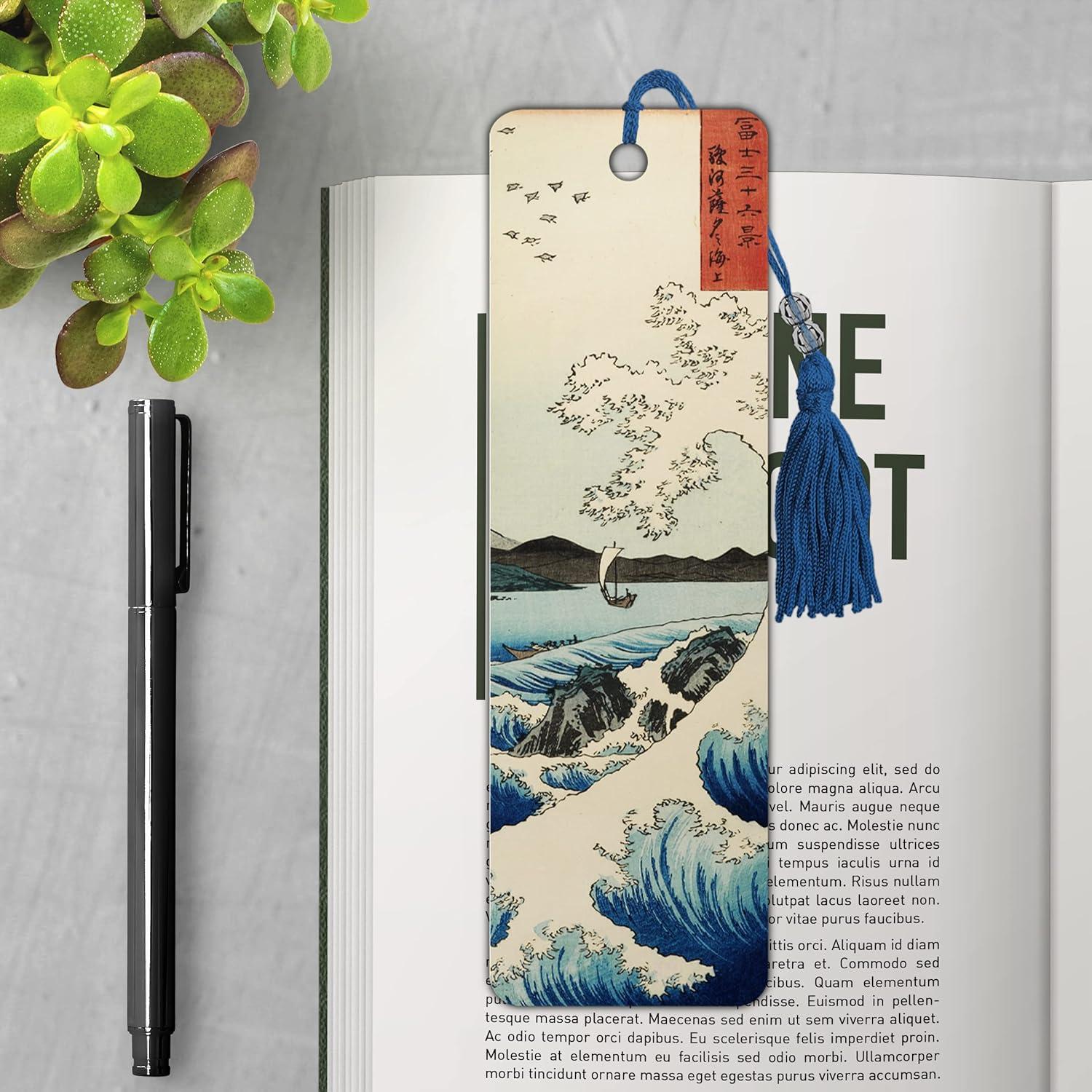 Marcador de Libros Hiroshige El Mar en Satta con Borla