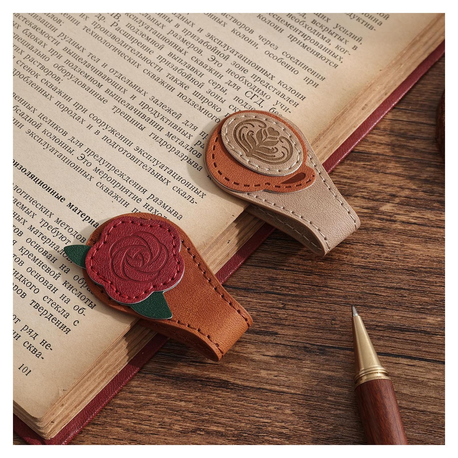 Marcador de Páginas Magnético de Cuero VYRANA 2 Piezas Vintage